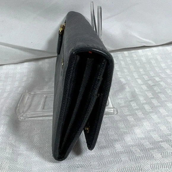Prada Black Saffiano Bow Long Wallet Zip Coin Italy - Picture 7 of 12